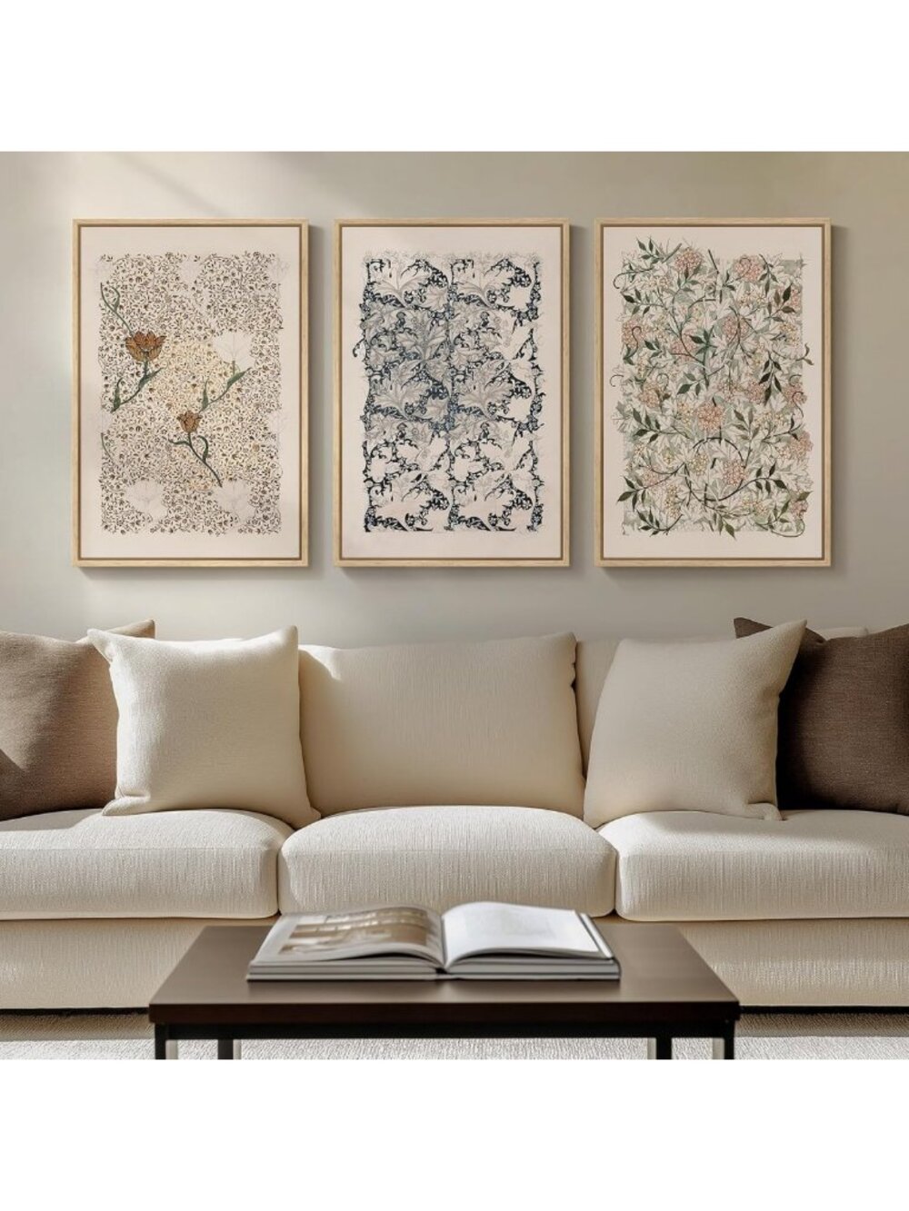 Vintage Floral Wall Art Print, Framed 16x24 for Living Room Decor, Boho Style